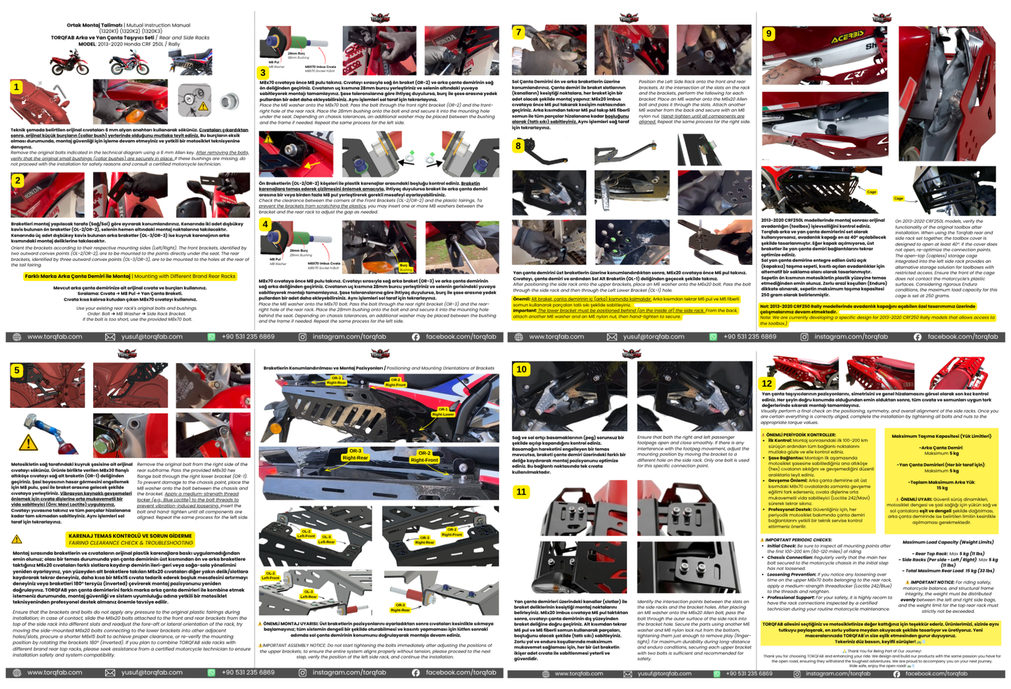 CRF250L / Rally (2013-20) Çanta Demirleri Komple Set | Side & Rear Luggage Rack Set