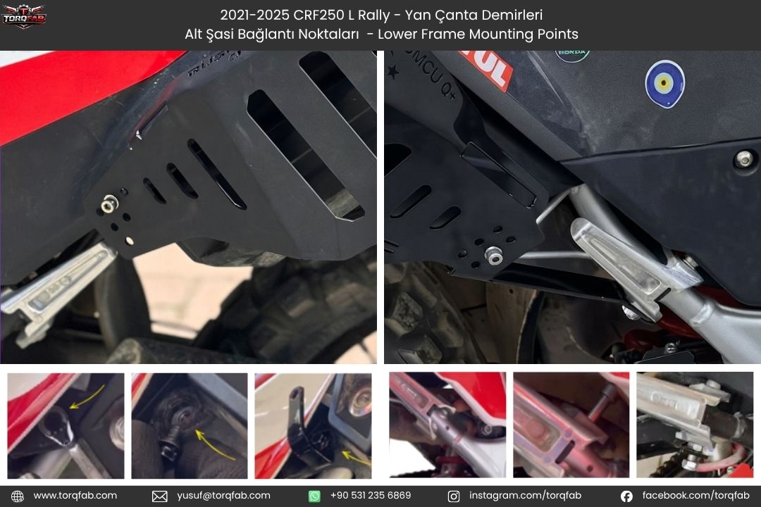Torqfab Honda CRF250L / Rally (2021-2026) Yan Çanta Demiri / Egzoz Koruma Demiri