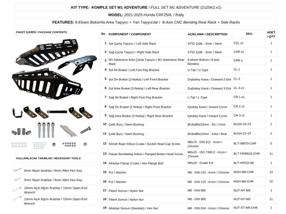 CRF250L / Rally (2021-25) Çanta Demirleri Komple Set | Side & Rear Luggage Rack Set