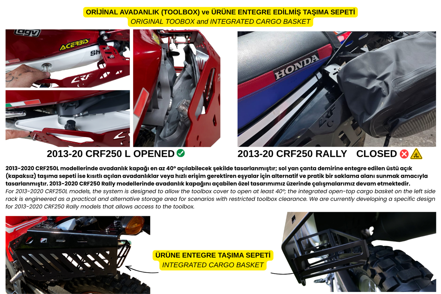 CRF250L / Rally (2013-20) Çanta Demirleri Komple Set | Side & Rear Luggage Rack Set