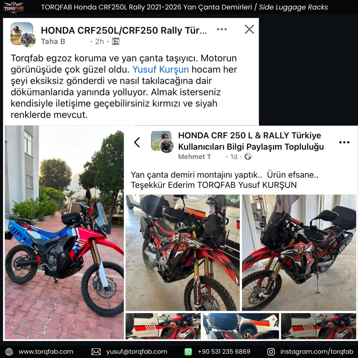 Torqfab Honda CRF250L / Rally (2021-2026) Yan Çanta Demiri / Egzoz Koruma Demiri